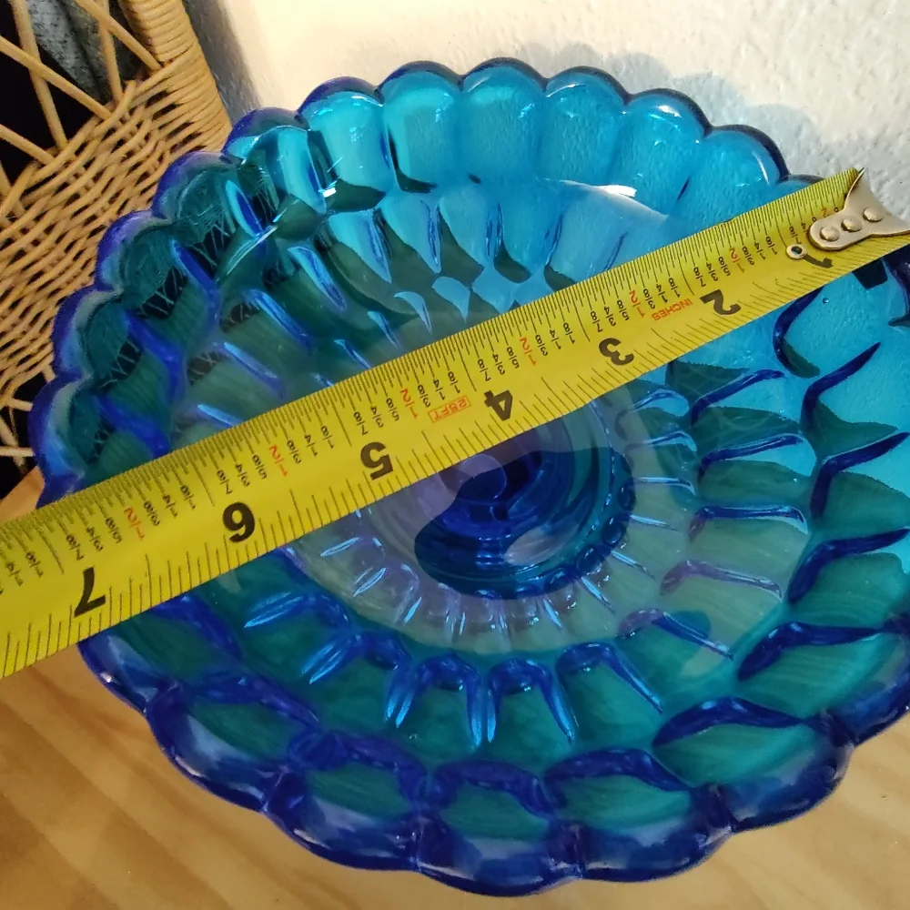 Vintage glass Indiana Aqua Blue Tear Drop Pedestal Compote Candy Dish 6" - Picture 4 of 11